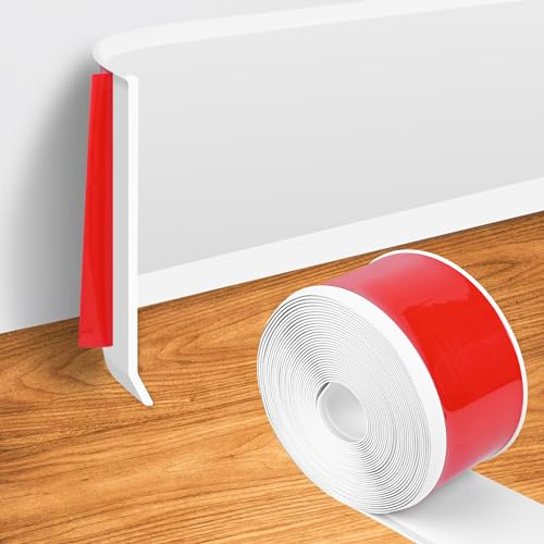 Wall Baseboard Molding Trim 4 Inch x 53 Feet Peel and Stick Trim Molding Flexible Self-Adhesive Vinyl Cove Base Trim Strip for Wall, Floor, Corner and Home Decor, White