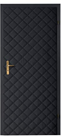 TapeOn - Türpolsterung zur Selbstmontage - Wärmedämmung Tür, Schalldämmung Haustür - Kälteschutz, Schallschutz - PREMIUM SET 2in1 mit Montagezubehör - Schwarz - T3 KARO 10x10-105x210x2cm