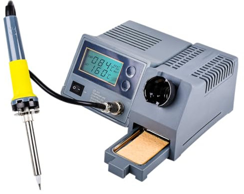 ANFEL Stazione di saldatura digitale EP5 / adatta a tutti i lavori di saldatura più comuni/potenza: 48 W/display LCD/intervallo di temperatura 150°-450° / tensione: 24V / grigio (ZD-EP5-931)