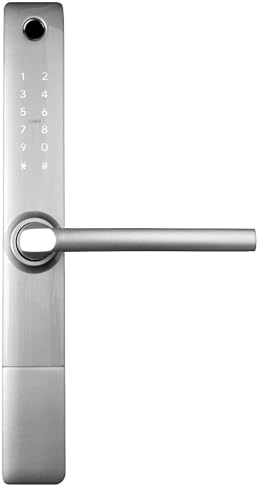 EURA ELH-20H4 Smartes Türschloss mit Griff, Codeschloss, 13,56 MHz Näherungsleser, biometrisches Lesegerät, App TTLock/TTHotel, IP65, universeller Riegelabstand, weiß