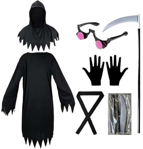 Costume, Cosplay, Deluxe Sickle Cosplay - Halloween Cosplay, Sickle Dress, Scary Ghost Cape Cloak, Bright Eyes, Costume for Men,