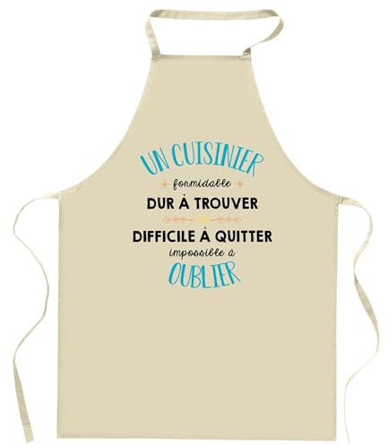 Planetee Tablier de cuisine Un Cuisinier Formidable | Cadeau Original Humour pour Cuisinier Vêtement Blouse de protection Barbecue Jardinage Tablier de Travail Tâches ménagères