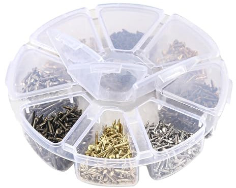 HVDHYY 1600PCS Petits clous Rond Tête Petits Clous en Bois Boîtes Cécoratives Bricolage Accessoires Noires Dorées Argentées 1x6mm 1x8mm 1x10mm