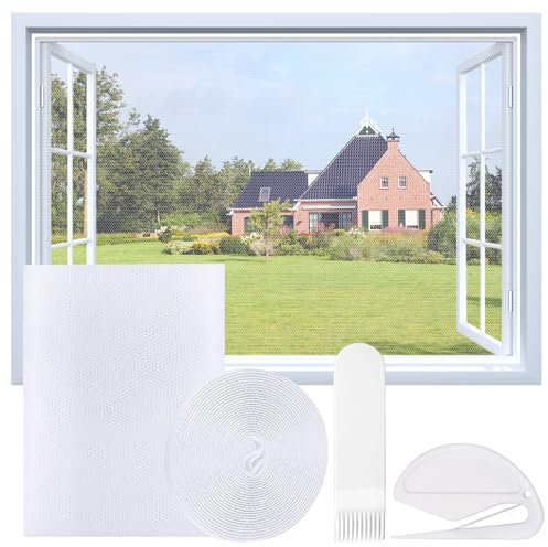 Moustiquaire Fenetre Peut être coupé, Moustiquaire avec Rubans Adhésifs sans Percage, Taille Maximale de la Fenêtre White 110 * 130cm