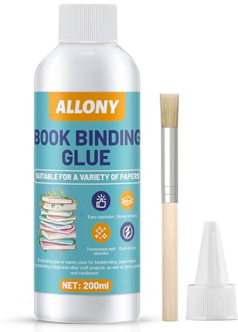 Allony Colla per Libri, Colla per Carta, Legature di Libri, Asciugatura e Forte per Rilegatura e Riparazione del Libro, Artigianato di Carta, 200ml