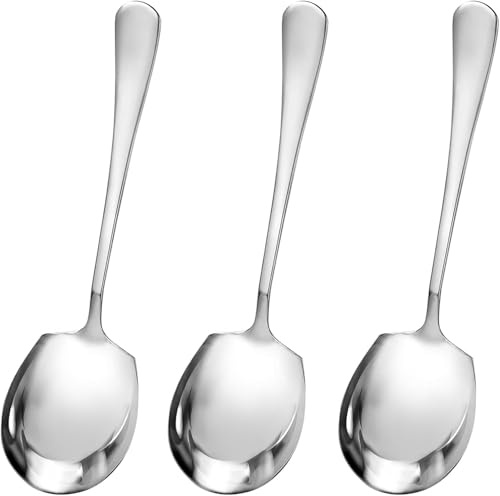 Serving Spoon,Soup Spoons,3 Pcs Serving Spoons Large Buffet Table Spoons,Long Handle Soup Spoons,for Parties Dinner Kitchen Restaurant