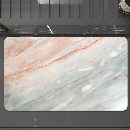 EMCLKS Tappeto Bagno 60x90 cm,Marmo, pietra di onice testurizzata naturale evidenziata graffi autentici Ar,Tappetino Assorbente e Antiscivolo in Microfibra per Bagno,Cucina,Camera da Letto,Corridoio
