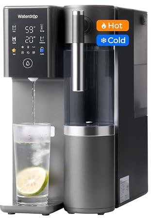 Waterdrop WD-A2 Countertop Reverse Osmosis System, Hot and Cold RO System, Portable Pure Water Tank, Bottleless Water Cooler, 6 Temperature Settings, Hot Cold Room Water, 3:1 Pure to Drain