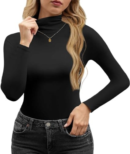 CheChury sous Pull Femme Col Roulé Chauds Tee Shirt Manche Longue Femme Pull Thermique Léger sous vêtement Thermique Hauts Élégant Coupe Ajustée Basique Tops T-Shirt Femmes Hiver Automne Chemise