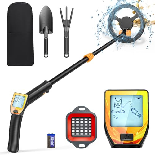 Détecteur de Métaux Enfants, Métaux Détecteur avec Bobine Étanche de 18 cm avec écran LCD, Détecteur de Métaux Très Sensible avec Bobine de Recherche étanche pour Enfants ou Débutants