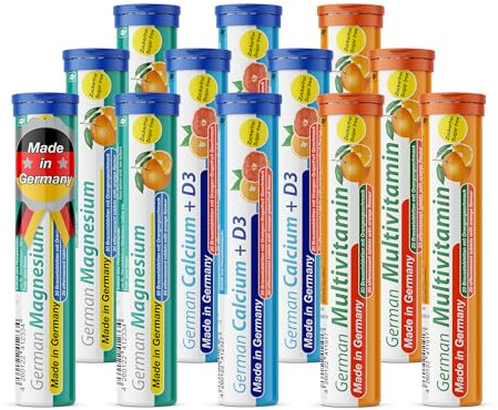 T&D German Elektrolyt Mix – 240 pastillas efervescentes – sabor naranja – magnesio, calcio – sin azúcar – Fabricado en Alemania