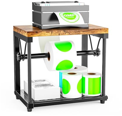 Porte-étiquettes pour rouleaux et étiquettes pliées en éventail, distributeur d'autocollants en bois pour imprimante thermique de bureau, organisateur de rouleau d'autocollants, support d'étiquettes