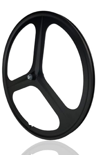 Paire De Roues pour Vélo À Pignon Fixe 700C 3 Rayons Vélo De Piste Roues Avant Et Arrière Alliage De Magnésium Frein V-Brake Axe Plein 100/120mm Moyeux pour Vitesse Unique(Black,Front)