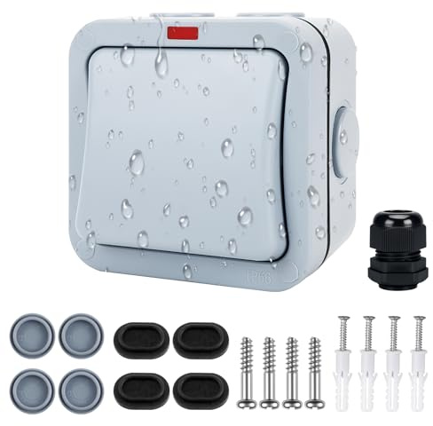 Interruttore Da Parete IP66 Impermeabile Interruttore Universale Resistente Alle Intemperie Con Polvere 20 A Interruttore Della Luce Spia Luminosa Per Esterni Per Esterni Giardino Officina Balcone