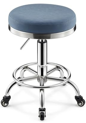 Sgabello da ufficio ergonomico con ruote, regolabile in altezza 46-60 cm, cuscino spesso, sedia girevole da cucina per salone e chitarra