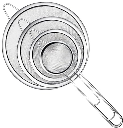 XxinXrong 4 Stk Sieb Küchensieb Feinsieb, Abtropfsieb Edelstahlsieb Feines Sieb Küchen Sieben, Passiersieb, Feinmaschsieb, Mehlsieb Edelstahl Nudelsiebe Feinmaschig zum Sieben, Abtropfen und Spülen