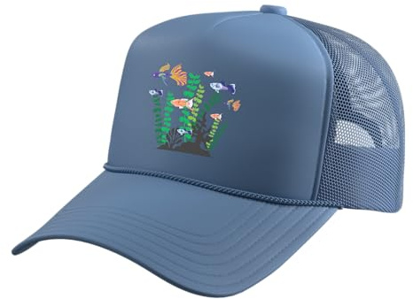 Aquaristics I Aquarium Fish Breeder Aquarists Aquariums Trucker Hat with Adjustable Mesh Back, Light Blue