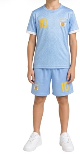 Completo sportivo con maglietta e pantaloncini (4-14 anni) da calcio, attrezzatura estiva per allenamento e scuola, Argentina, 6