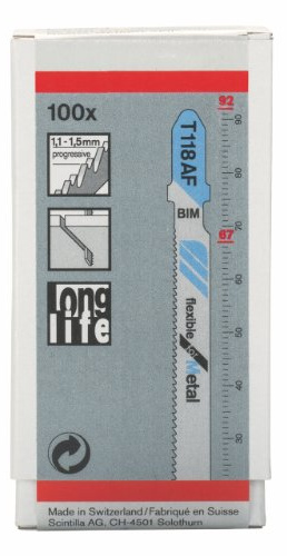 Bosch 100x Stichsägeblatt T 118 AF Flexible for Metal (für Stahlbleche, Professional Zubehör Stichsäge)