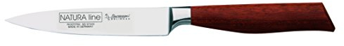Burgvogel Solingen Natura Line, Spickmesser Holzgriff, rot satiniert, geschmiedet, 12 cm, sehr scharfes Officemesser rostfrei, Made in Germany, Braun Rot, 6910.906.12.0