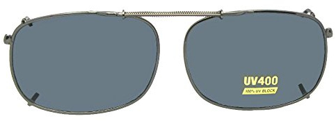 Rectangle Non Polarized Clip-On Sunglasses for Men and Women – Clip On Sunglasses For Eyewear glasses (Pewter-NON Polarized Gray Lens, 54mm Width x 37mm Height, Millimeters)