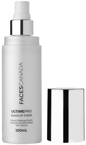 FACES CANADA Ultime Pro Makeup Fixer, 100 ml Spray de maquillage longue durée hydrate, apaise et rafraîchit la peau, enrichi en acide hyaluronique et en vitamine E, sans alcool