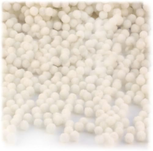 The Crafts Outlet 200-Piece Multi Purpose Pom Poms, Acrylic, 5mm/0.20-inch, Round, Cream