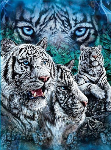 YISUMEI Blanket 150 x 200 cm Cuddly Blankets Soft Flannel Soft Fleece Blanket Bed Throw White Tiger Blue Super Soft