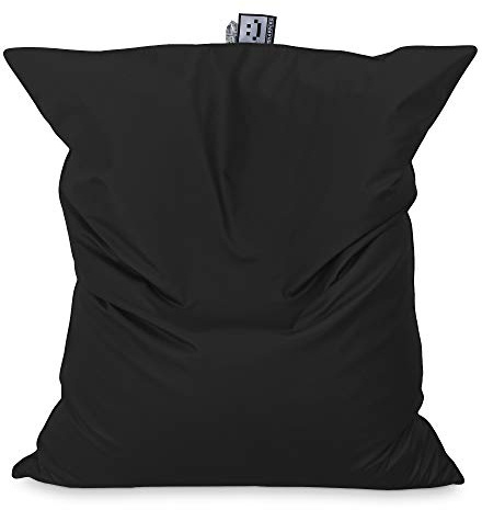 HAPPERS Sitzsack XXL Kunstleder Indoor Schwarz mit Füllung für den Innenbereich. Riesiges Kissen, vielseitig, kann als Ersatz für das Sofa oder auch das Bett verwendet, Big Puff