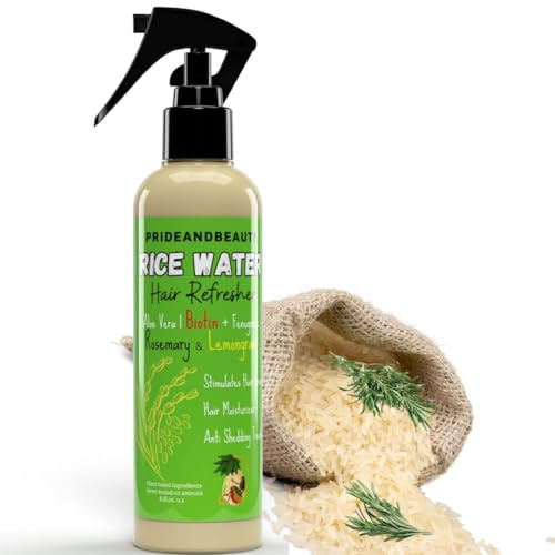 PrideandBeauty Fermented Rice Water Hair Refresher – Infused with Rosemary, Biotin, Caffeine & Keratin – Strengthens, Reduces Breakage, Hydrates & Softens – Non-Greasy Leave-In for All Hair Types