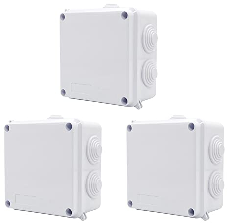 3 Stück 100 * 100 * 70 mm Wasserdichte Abzweigdose, IP65 Weiß Externe Wasserdichte Kabelanschlussdose, ABS Öffnungsloch-Projektbox Wetterfest Staubdicht