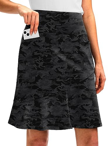 G Gradual Skorts Skirts for Women with 5 Pockets 20 Knee Length Golf Skirt Modest Long Tennis Athletic Skirts for Women(Grey Camo,M)