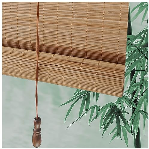 Bamboo Roller Blind with Lift, Sun Protection Bamboo Roman Shade, Privacy Roll up Blinds, Customizable 45-180cm Wide, 60-300cm High, For Windows Doors Balcony Patio Porches Indoor Outdoor