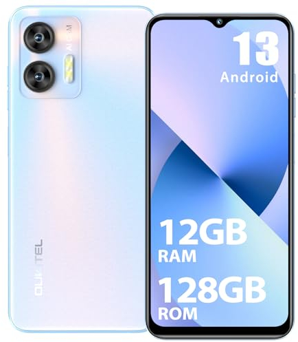 OUKITEL C36 Teléfono Móvil Libres 2025, 12GB+128GB/1TB, 6.56 Pantalla HD+90Hz, Android 14 Móvil, Batería 5150mAh, Cámara13MP Smartphone 4G Dual SIM, Octa-Core/Face ID/Fingerprint/OTG/GPS, (Azul)