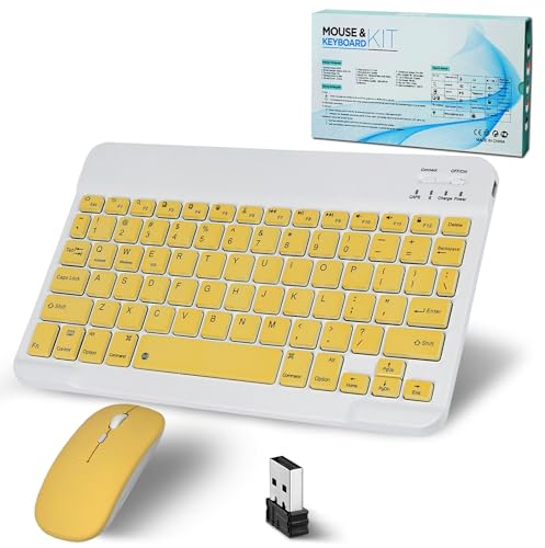 Tastiera Bluetooth senza fili, tastiera wireless con mouse, mouse da 2,4 GHz, mini tastiera wireless ultra sottile, per iPad, Mac, laptop, tablet, Surface, telefono, computer, Windows/Android/iOS,