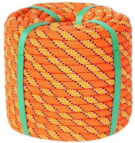 Arborist Rigging Rope - 1/2 x 100ft 48 Strand Braid Bull Rope (9,000 lbs MBS) for Tree Removal, Limb Lowering - Static Line Hoisting Utility Rope (Orange)