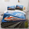 RANIEL Bettwäsche 135x200 Zug 3D Bettwäsche-Sets Eisenbahn 3 Teilig Weich Mikrofaser Bettbezug Set mit Reißverschluss + 2 Kissenbezüge 80x80 cm