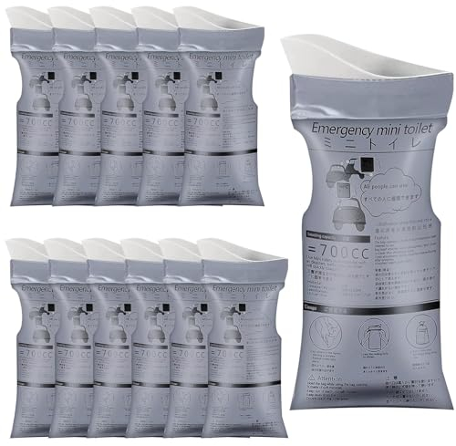 KASURE 12 Stück Einweg-Urinbeutel, 700ml Super Saugfähig Tragbarer urinflaschen mit Gel, Notfalltoiletten fürs Auto für Männer, Frauen, Kinder, Notfall-Pinkelbeutel für Auto Stau, Outdoor Reisen