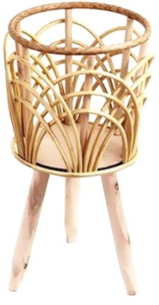 MINGZHE Support pour Plantes en Osier, Support pour Plantes en Rotin sur Pied, Pot de Fleurs en Rotin, Jardinières au Sol, Paniers pour Pot de Plantes D'intérieur avec Support(41 * 20 cm)