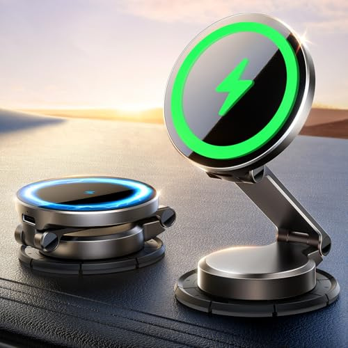 JOYROOM Trådlös Magsafe Bil-Laddare från Instrumentbräda [Helmetall & Vikbar] Magnetisk Biltelefonhållare 15W, Trådlös Bil-Laddning för iPhone 16 15 14 13 12 Pro Max Plus