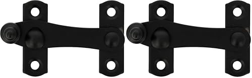 Amig - Aldabilla nera per persiane con attacco Inverso Mod. 3 | 75 x 46 mm | Chiusura di sicurezza anti urti e rotture per finestre | in acciaio | Viti incluse (Confezione da 2)