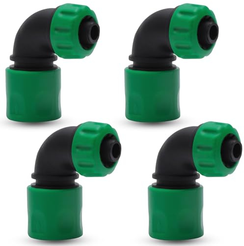 KQDRAVINE 4 Pezzi Connettore per Tubo Acqua, Connettore per Tubo Da 1/2 Pollice A 90 Gradi, Raccordo Tubo Acqua Giardino, Connettore Tubo Giardino, Raccordi per Tubi Irrigazionea