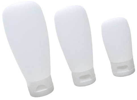 GALPADA Kit de Voyage 3pcs Flacons Rechargeables en Silicone Blanc 30ml 60ml 100ml pour Lotion Cosmétique Portable et Réutilisable, pour Voyage et Extérieur