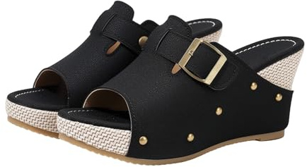 Generiska sommarskor dam öppna, pantoletter platå dam kilklack tofflor espadrill sandaletter kilklack badskor chunky sommarsandaler shock absorberande promenadskor platå barfotasandaler