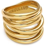 SINGULARU Anillo Mujer Ondina Acero Baño Oro | Plata de Ley con baño de oro de 18kt aporta elegancia con cuarzo rosa. Tallas de la 10 a la 18.