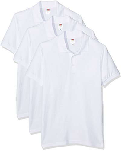 Fruit of the Loom Herren 65/35 Polohemd, weiß, XL (3er Pack)
