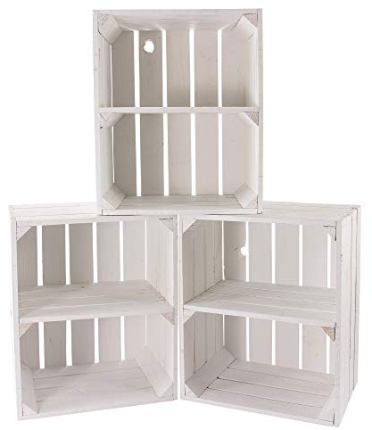 Vinterior 3-pack ny vit fruktlåda Johanna/skohylla förvaringshylla sistellbord skobox vinlåda äppellåda trälåda hylllista förvaringslåda 50 cm x 40 cm x 30 cm (L x B x H)