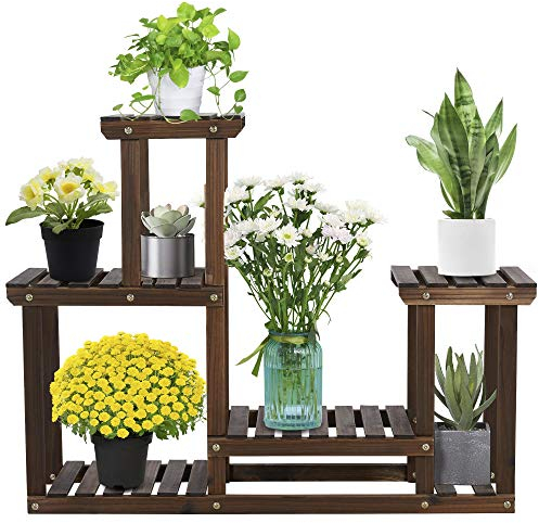 Yaheetech Scaffale Porta Piante Supporto per Piante in Legno Espositore per Vasi Fioriera Portafiori Portavasi Interno Giardino Mensola per Piante da Esterno Balcone 95 x 25 x 73 cm