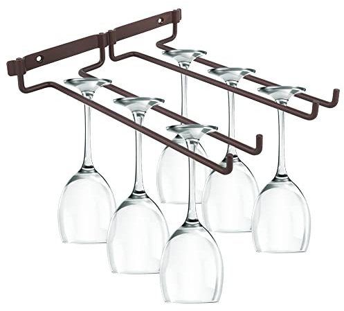 Jenngaoo Weinglashalter, Gläserschiene Zweireihig Gläserhalter aus Verchromten Metall Weinschale Rack Glas Hanger Glashalter Weinglashalterung, 27x24x4 cm /10,6x9,4x1,6 Zoll (Bronze)