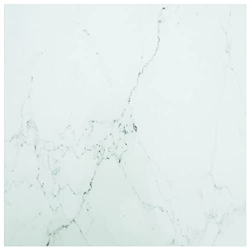 vidaXL Tischplatte Ersatztischplatte Marmorplatte Glasplatte für Esstisch Couchtisch Gartentisch Weiß 70x70cm 6mm Hartglas in Marmoroptik